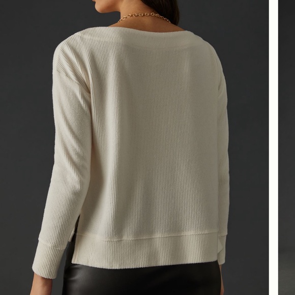 ANTHROPOLOGIE NWT Daily Practice Big Sky Boatneck Pullover Ivory Size XL - Picture 2 of 16